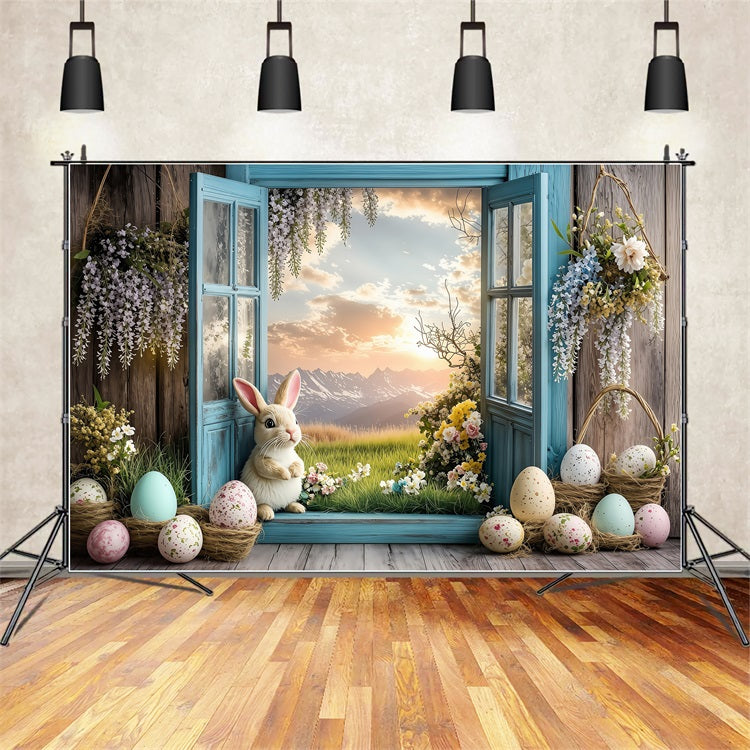 Ostern Foto-Hintergrundbilder Holzfenster Frühlingsdekor Hintergrund BRP1-266