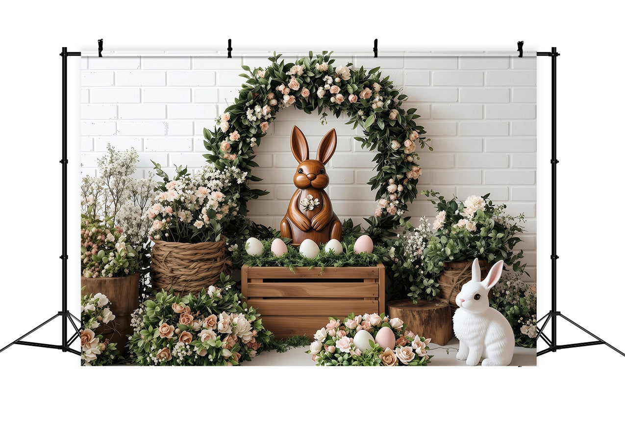 Ostern Backdrop Bilder Hase Rosen Kranz Backdrop BRP1-268