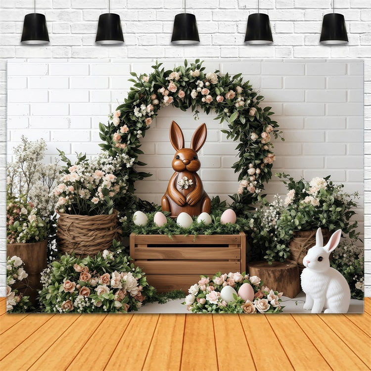 Ostern Backdrop Bilder Hase Rosen Kranz Backdrop BRP1-268