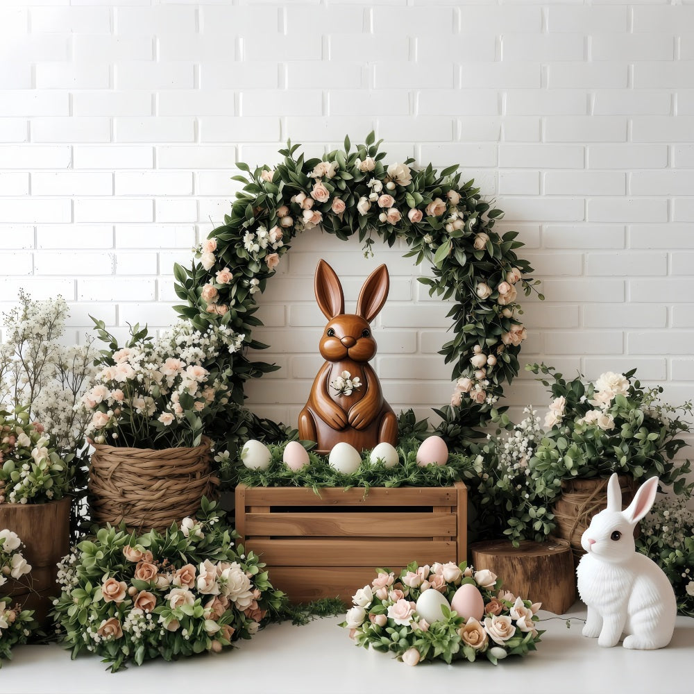 Ostern Backdrop Bilder Hase Rosen Kranz Backdrop BRP1-268