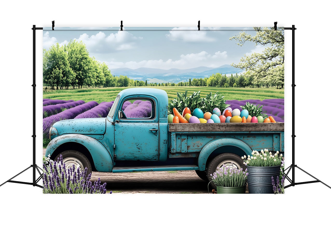 Ostern Fotoshooting Hintergrund LKW Blühende Lavendel Szene Hintergrund BRP1-270