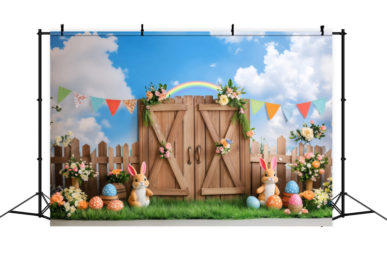 Ostersonntag Backdrops Bunny Garten Regenbogen Feier Backdrop BRP1-292