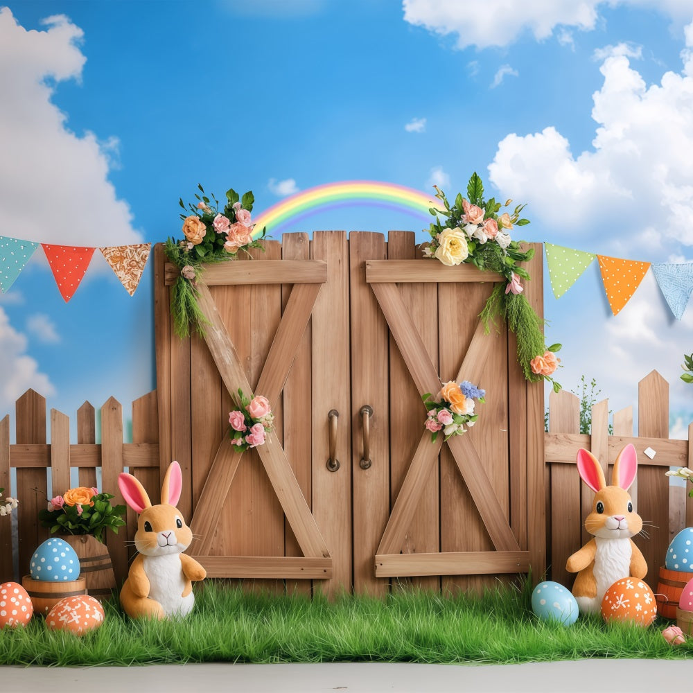 Ostersonntag Backdrops Bunny Garten Regenbogen Feier Backdrop BRP1-292