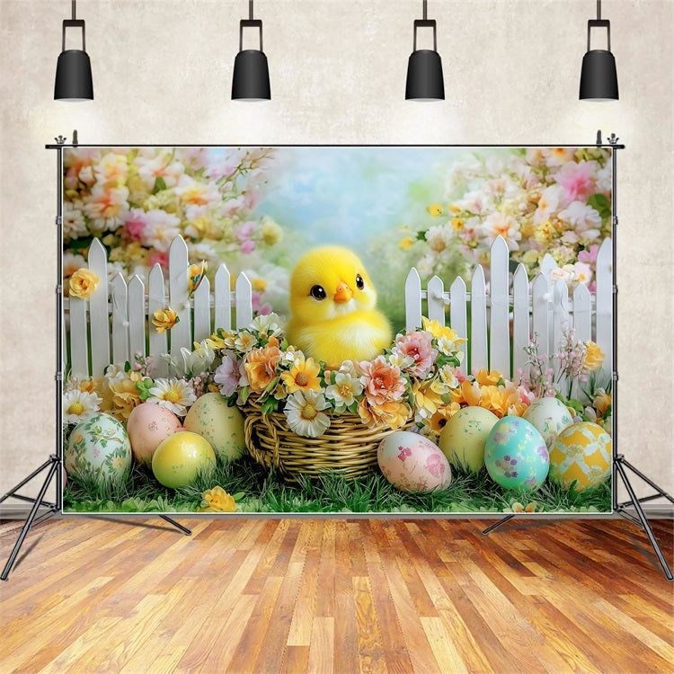 Foto-Hintergrundbilder Ostern Adorable Chick Garden Scene Backdrop BRP1-294