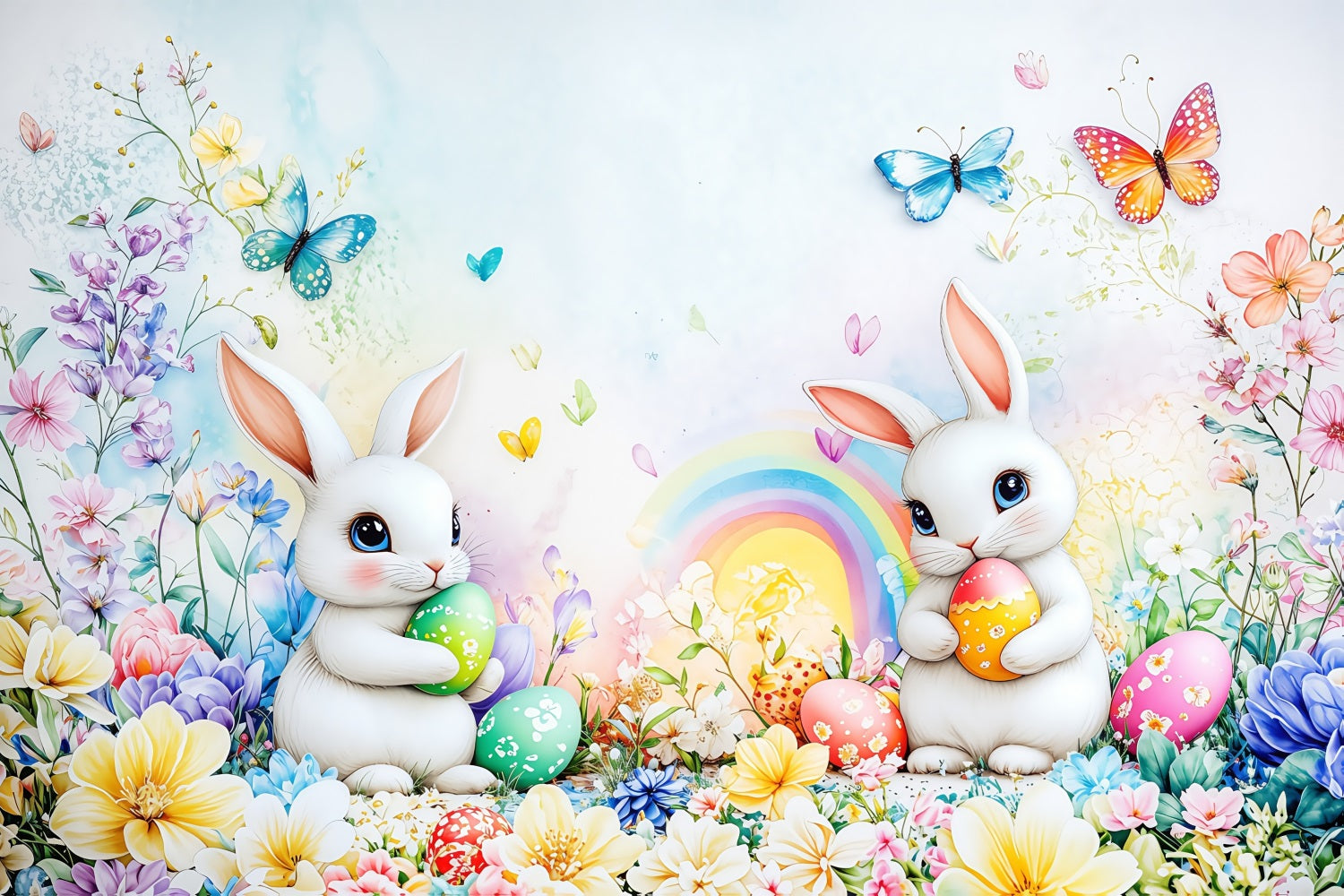 Ostern Backdrops Fotografie Vibrant Rainbow Bunny Decor Backdrop BRP1-295