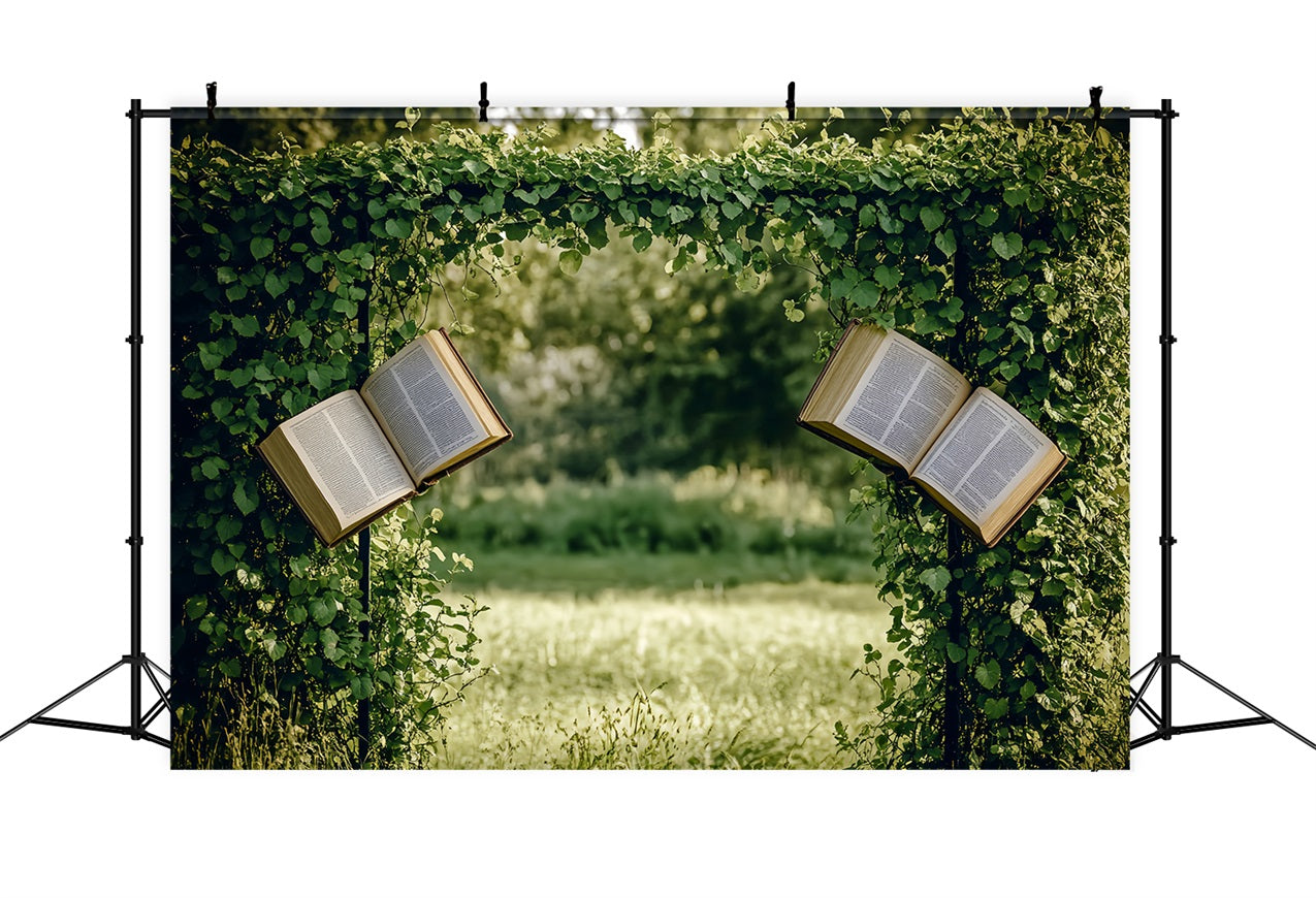 Frühling Backdrops Magischer Garten Bogen Offene Bücher Backdrop BRP1-3