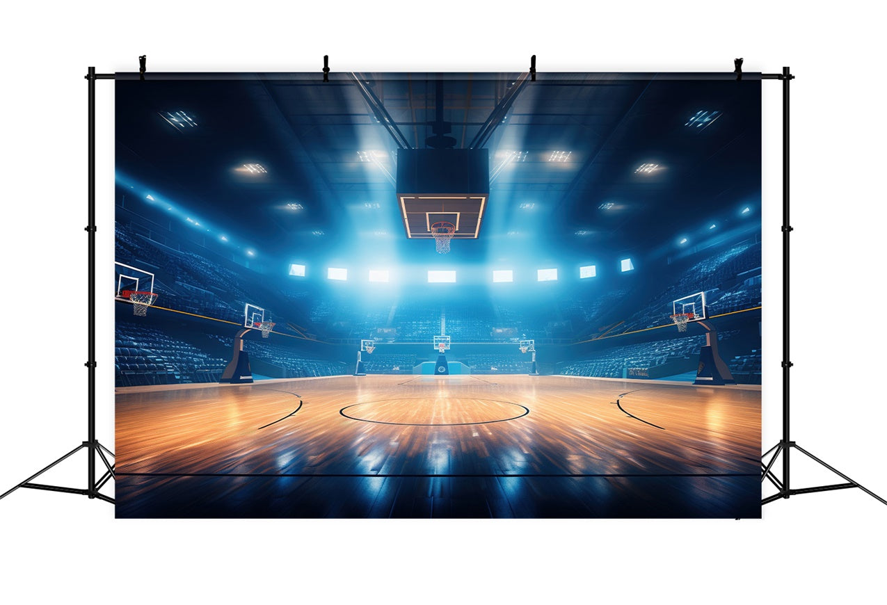 Basketball Fotohintergrund leuchtend blau Arena Hintergrund BRP1-321