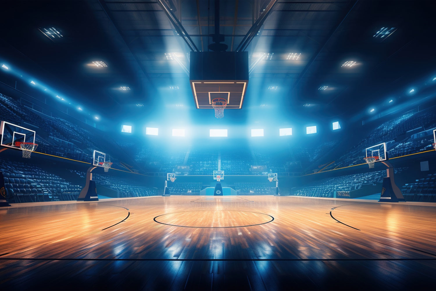 Basketball Fotohintergrund leuchtend blau Arena Hintergrund BRP1-321