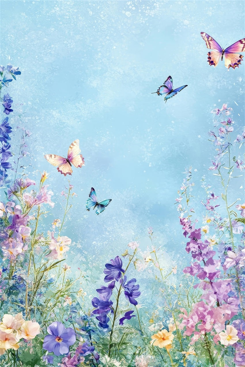 Blumenhintergrund Blühender Frühling Pastell Schmetterling Hintergrund BRP1-388