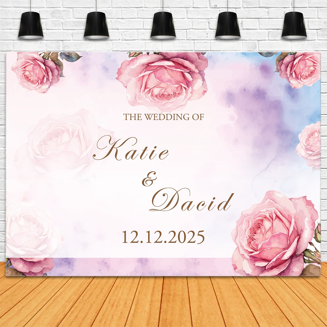 Personalisierte Hochzeit Backdrops Romantische Aquarell Rose Backdrop BRP1-418
