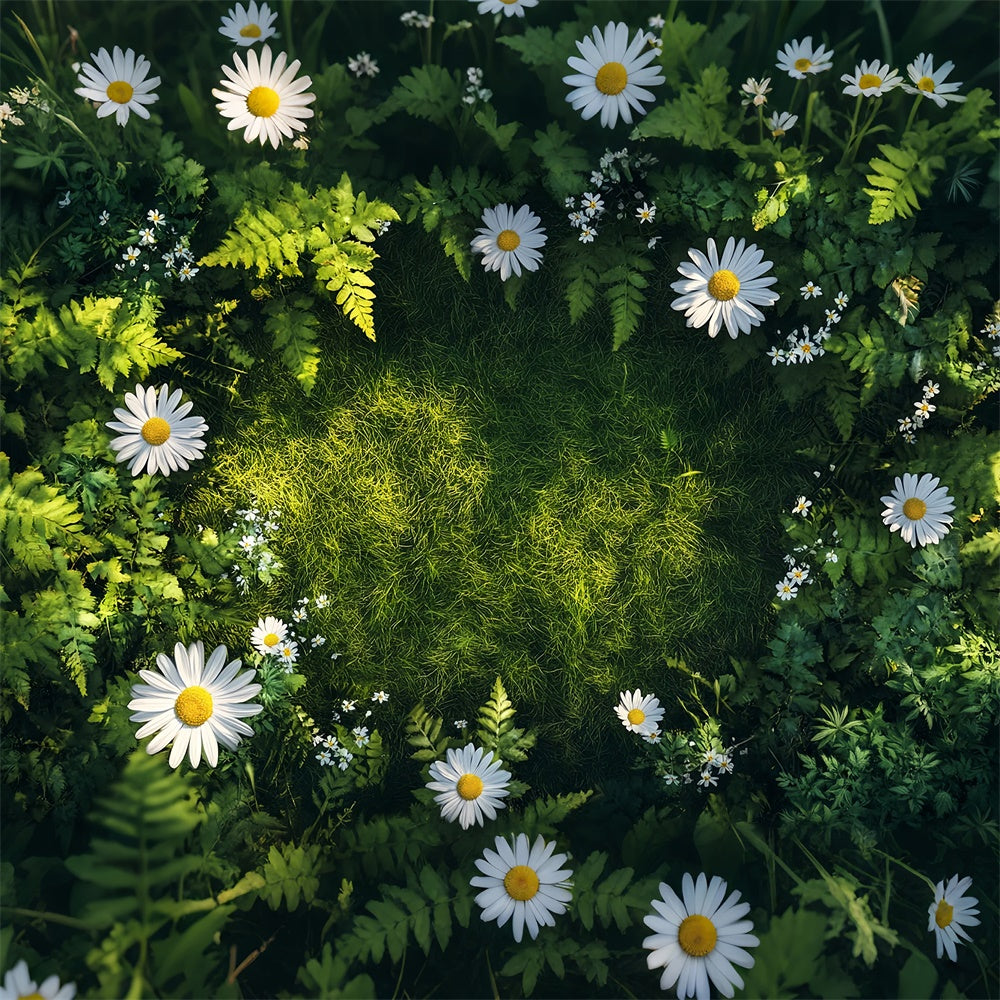 Boden Backdrops Gänseblümchen Kreis Grüner Rasen Boden Backdrop BRP1-42