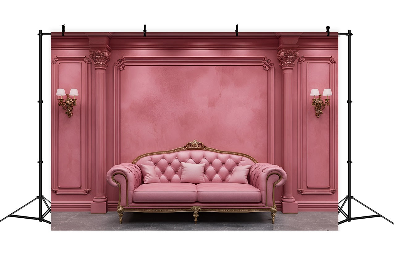 Boudoir Rückwand Luxuriöses Rosa Sofa Vintage Rückwand BRP1-441