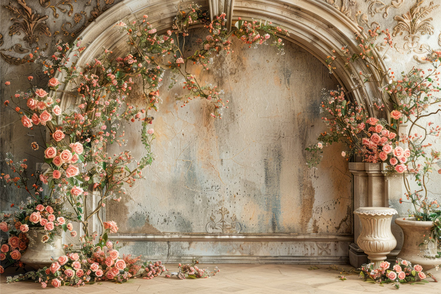 Blumen Fotohintergrund Vintage Rosenbogen Rustikaler Hintergrund BRP1-498