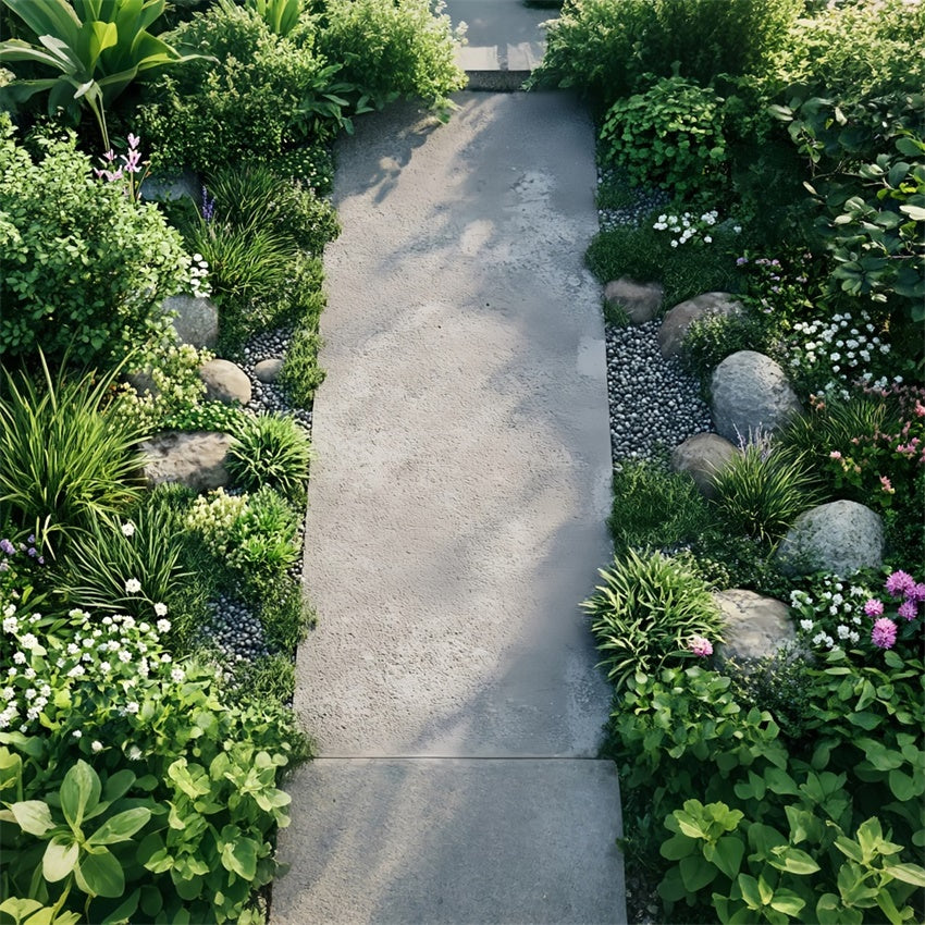 Floor Backdrop Fotografie Concrete Walkway Greenery Pebbles Floor Backdrop BRP1-50