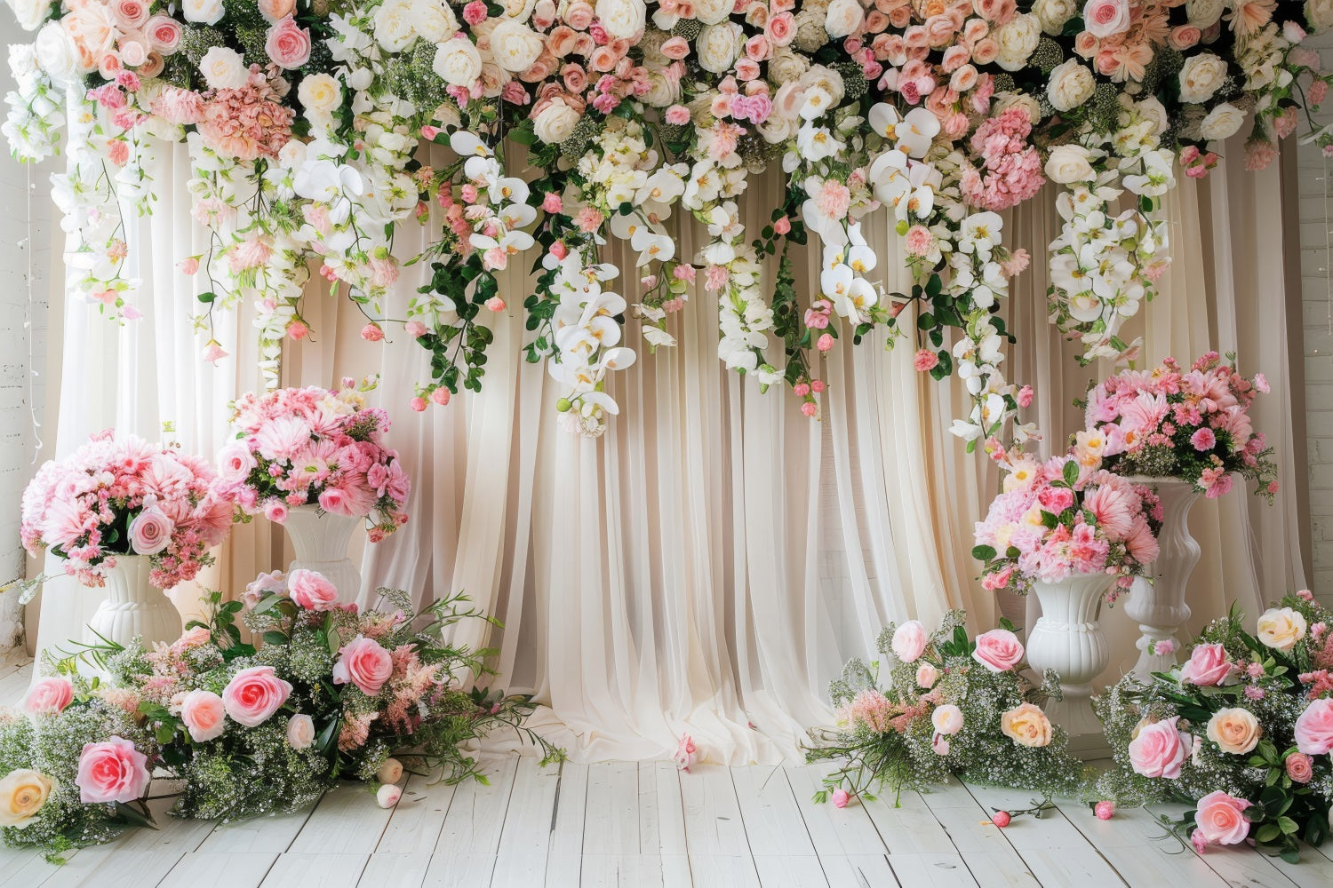 Floraler Hintergrund Romantische Rosa Rose Orchideen Hintergrund BRP1-504