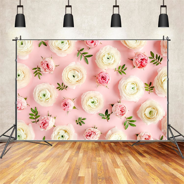 Blumen-Fotohintergrund Rosa Weiße Rosen Hintergrund BRP1-521