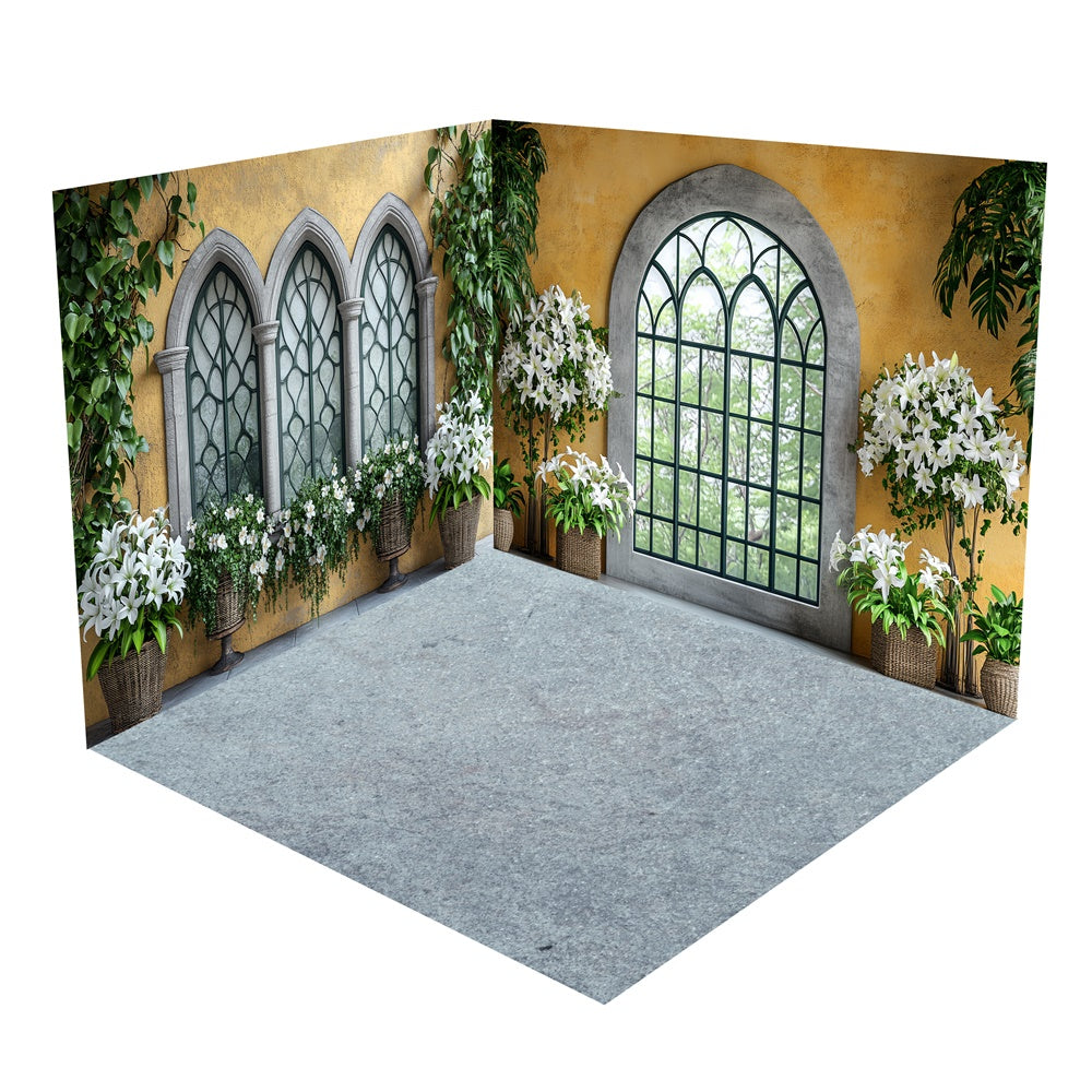 Spring Archway Windows Floral Decor Backdrop Room Set BRP1-74