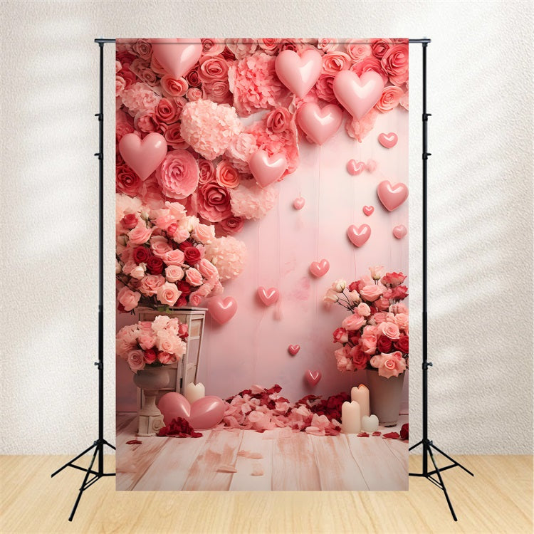 Backdrops Valentinstag Romantisch Rosa Ballon Floral Backdrop BRP1-80