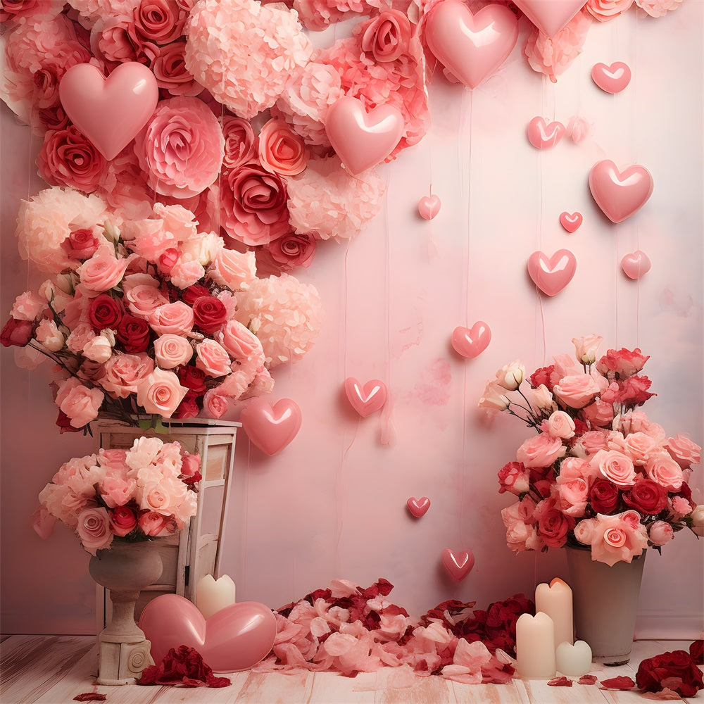 Backdrops Valentinstag Romantisch Rosa Ballon Floral Backdrop BRP1-80