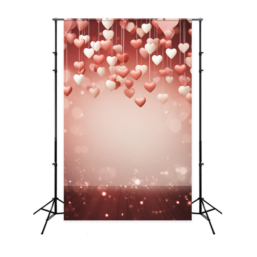 Valentinstag Backdrop Warm Glow Dangling Hearts Backdrop BRP1-86