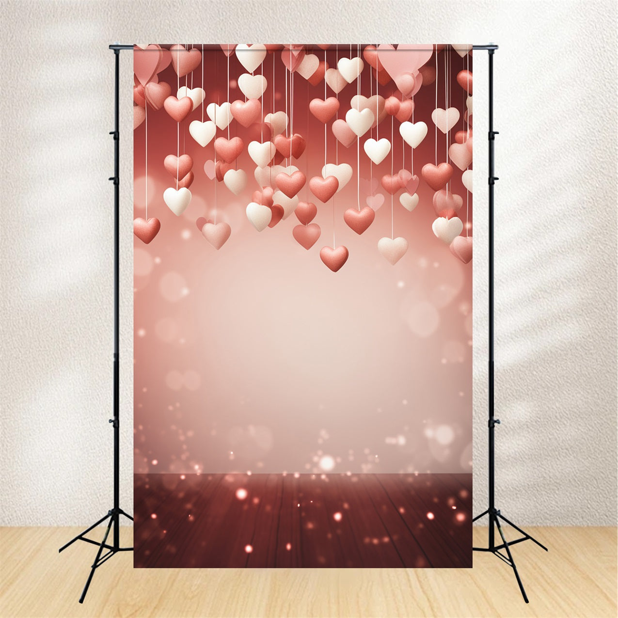 Valentinstag Backdrop Warm Glow Dangling Hearts Backdrop BRP1-86