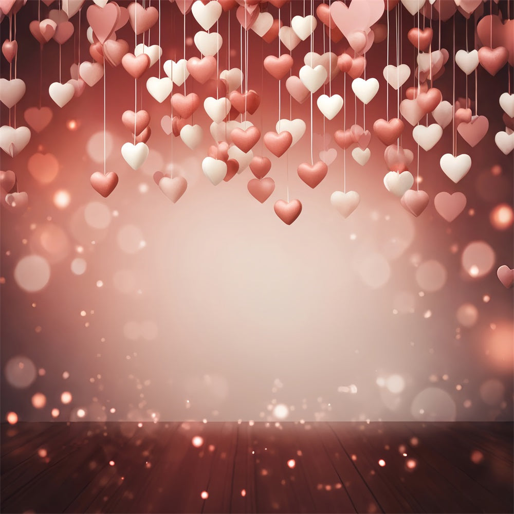 Valentinstag Backdrop Warm Glow Dangling Hearts Backdrop BRP1-86