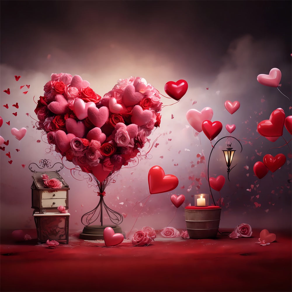 Valentine Backdrop Ideen Romantische Blumen Herz Ballon Backdrop BRP1-87