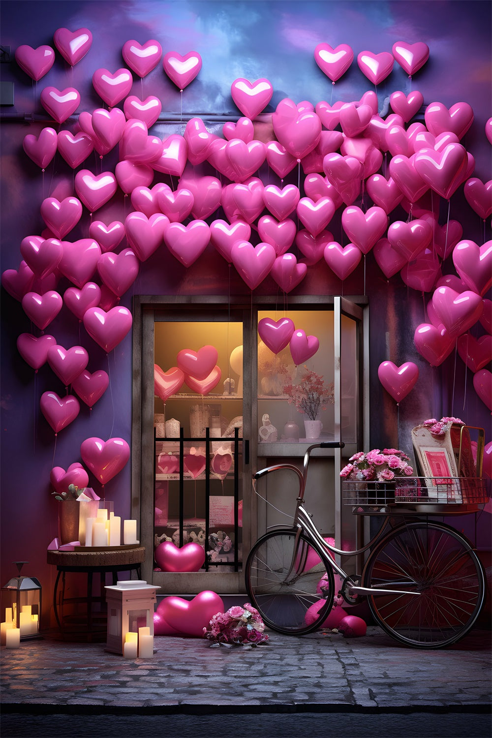 Valentine Backdrop Kerzenlicht Rosa Ballon Dekor Backdrop BRP1-88