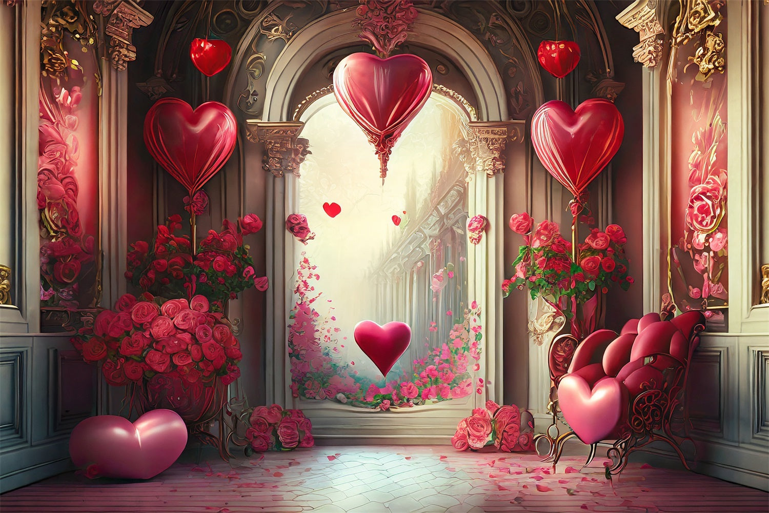 Backdrops Valentinstag Romantisch Ballon Herz Torbogen Backdrop BRP1-89