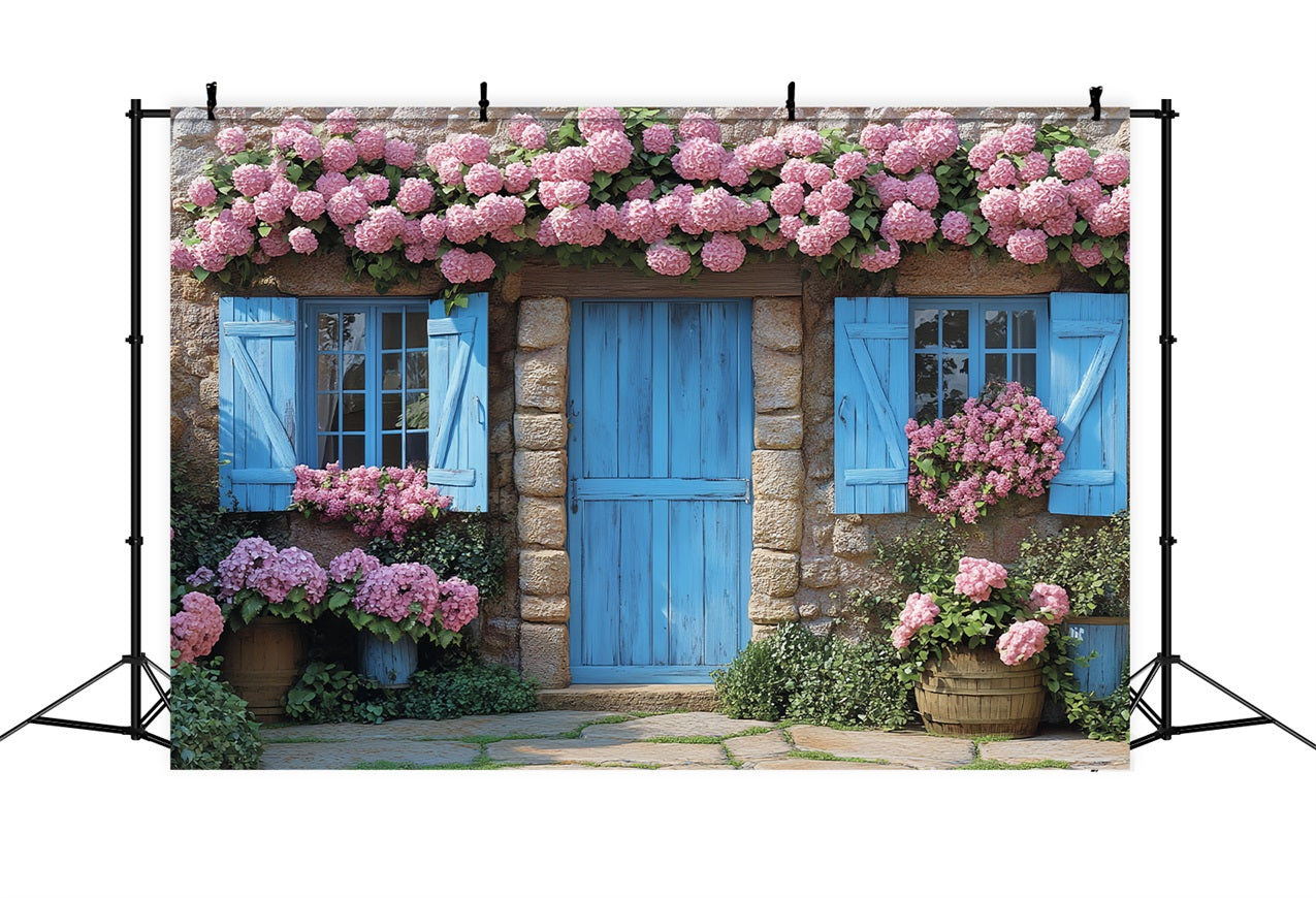 Backdrop Frühling Vintage Floral Cottage Holztür Backdrop BRP1-9