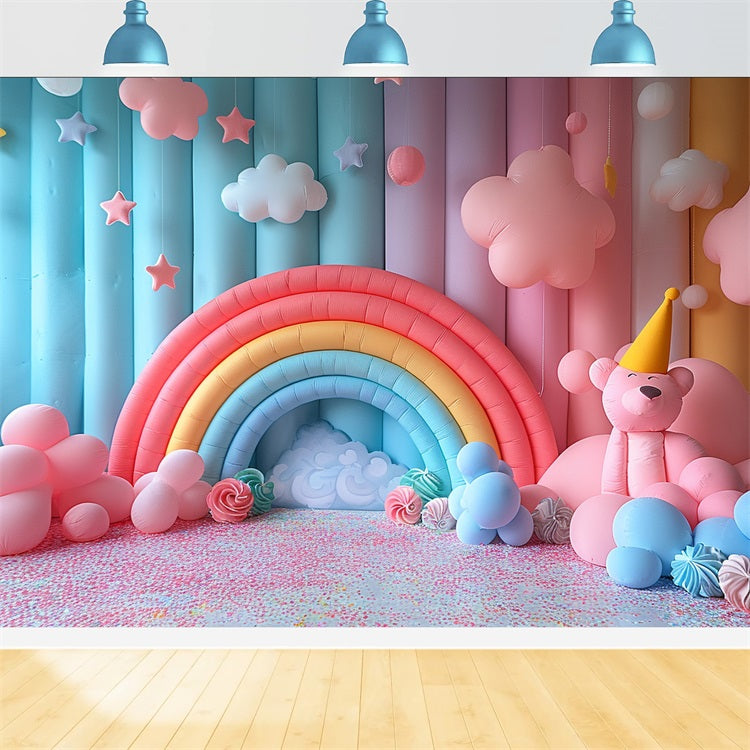 Soft Boho Bunte Regenbogen Ballon Arrangement Hintergrund BRP10-103