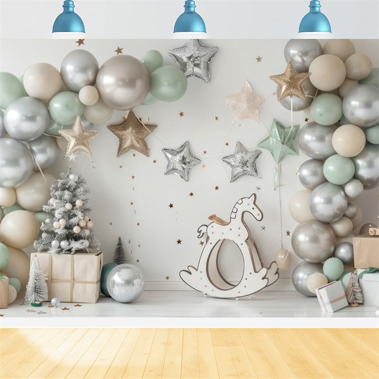 Botanischer Silberstern Ballon Schaukelpferd Backdrop BRP10-112