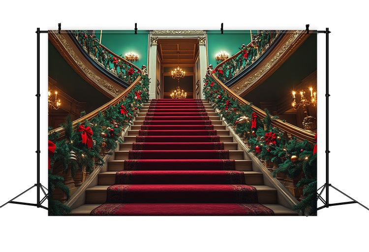 Weihnachten Hintergrund Treppe Greenery Kugeln Hintergrund BRP10-128