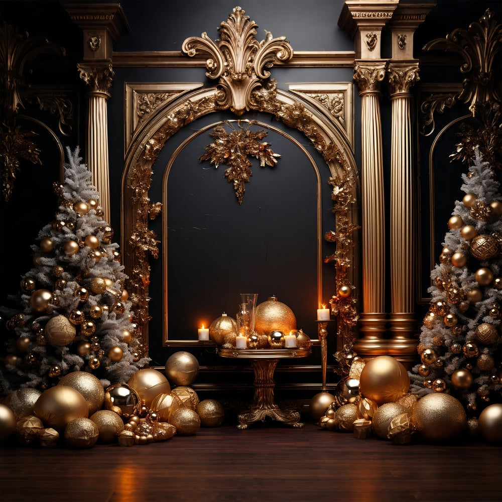 Fotografie Weihnachten Hintergrund Gold Weiß Ornamente Hintergrund BRP10-137