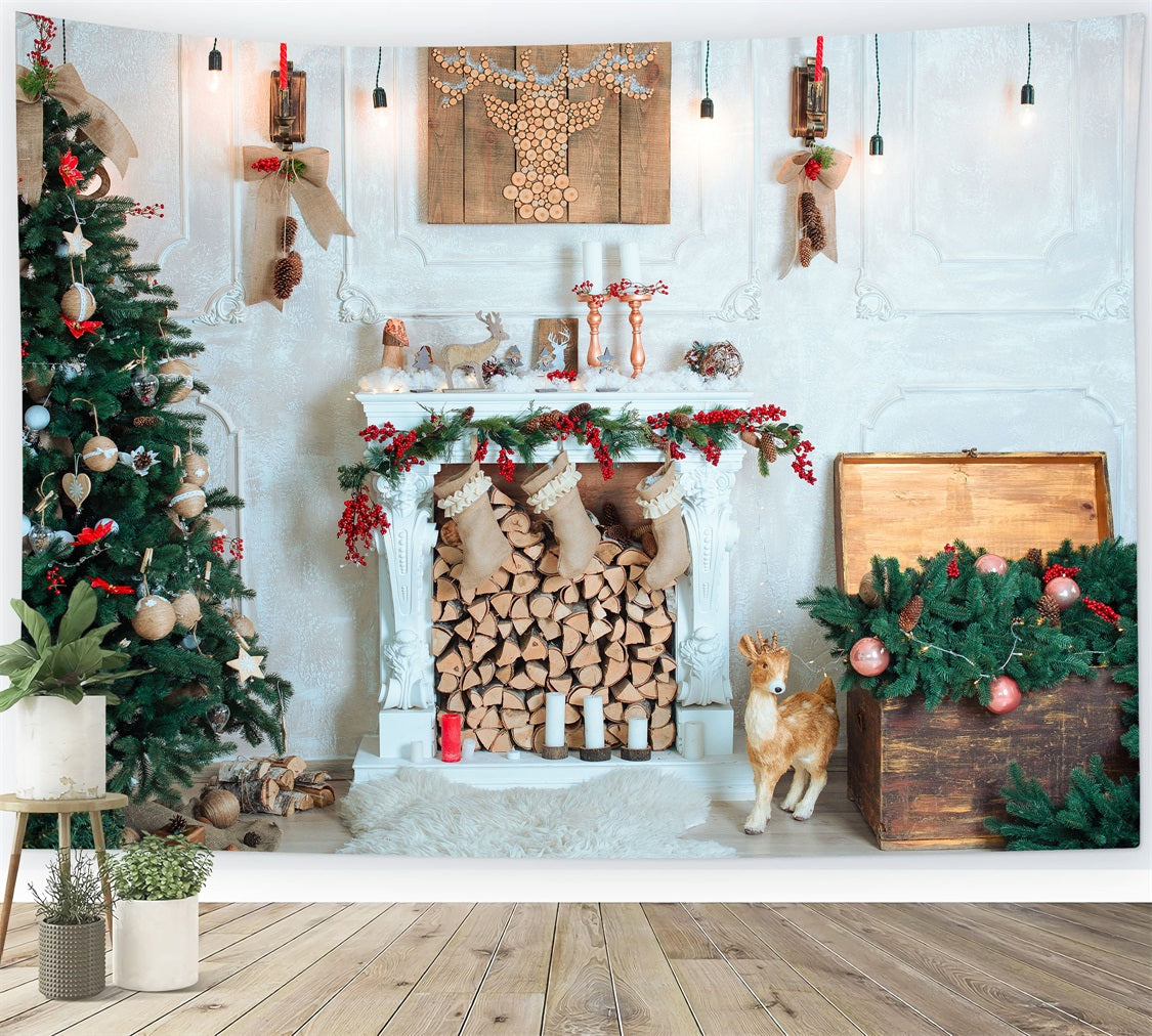 Weihnachten Hintergrund Holzscheite Ornamente Hintergrund BRP10-143