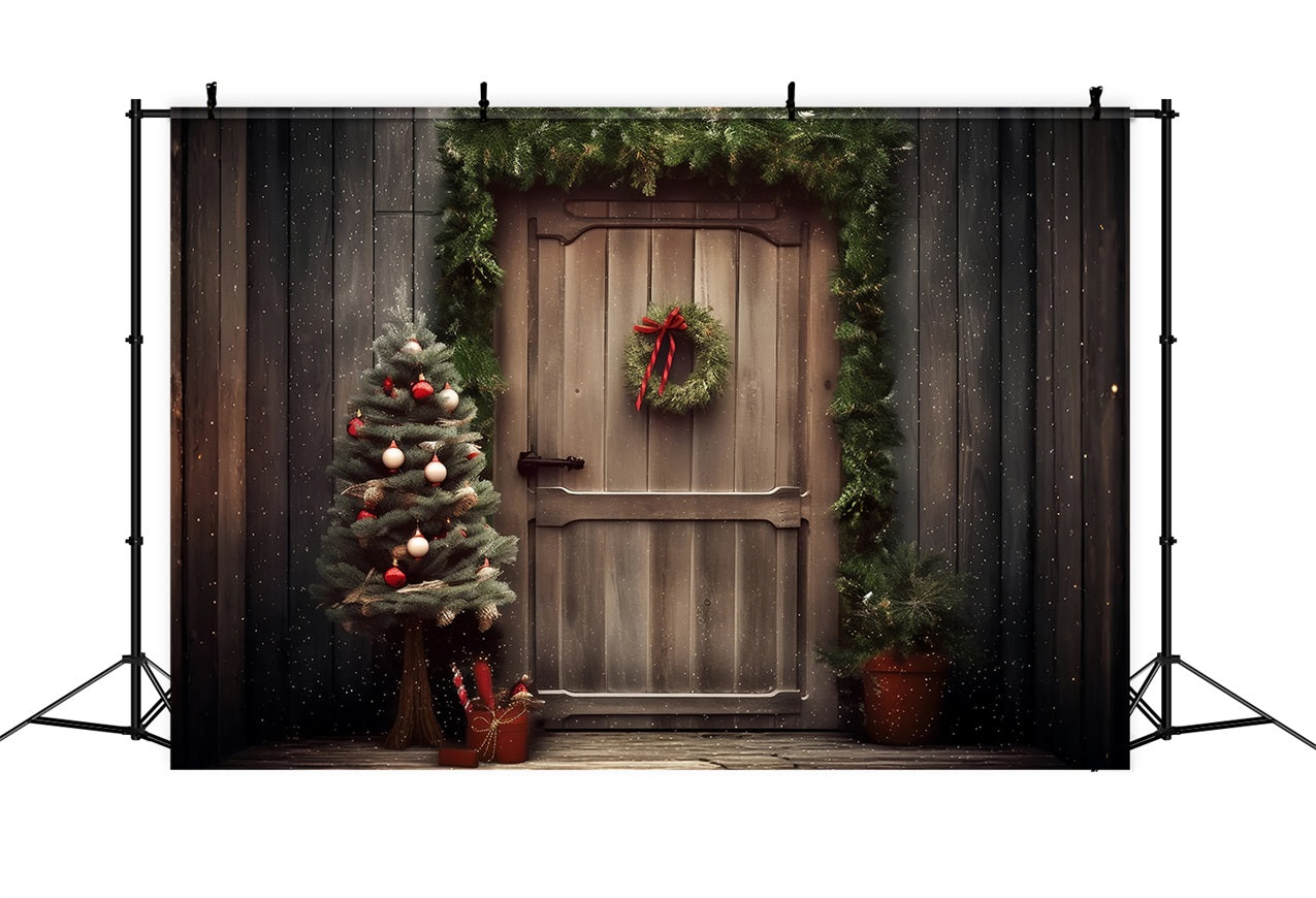 Weihnachten Stoff Hintergrund Rustic Entrance Pine Decor Hintergrund BRP10-156