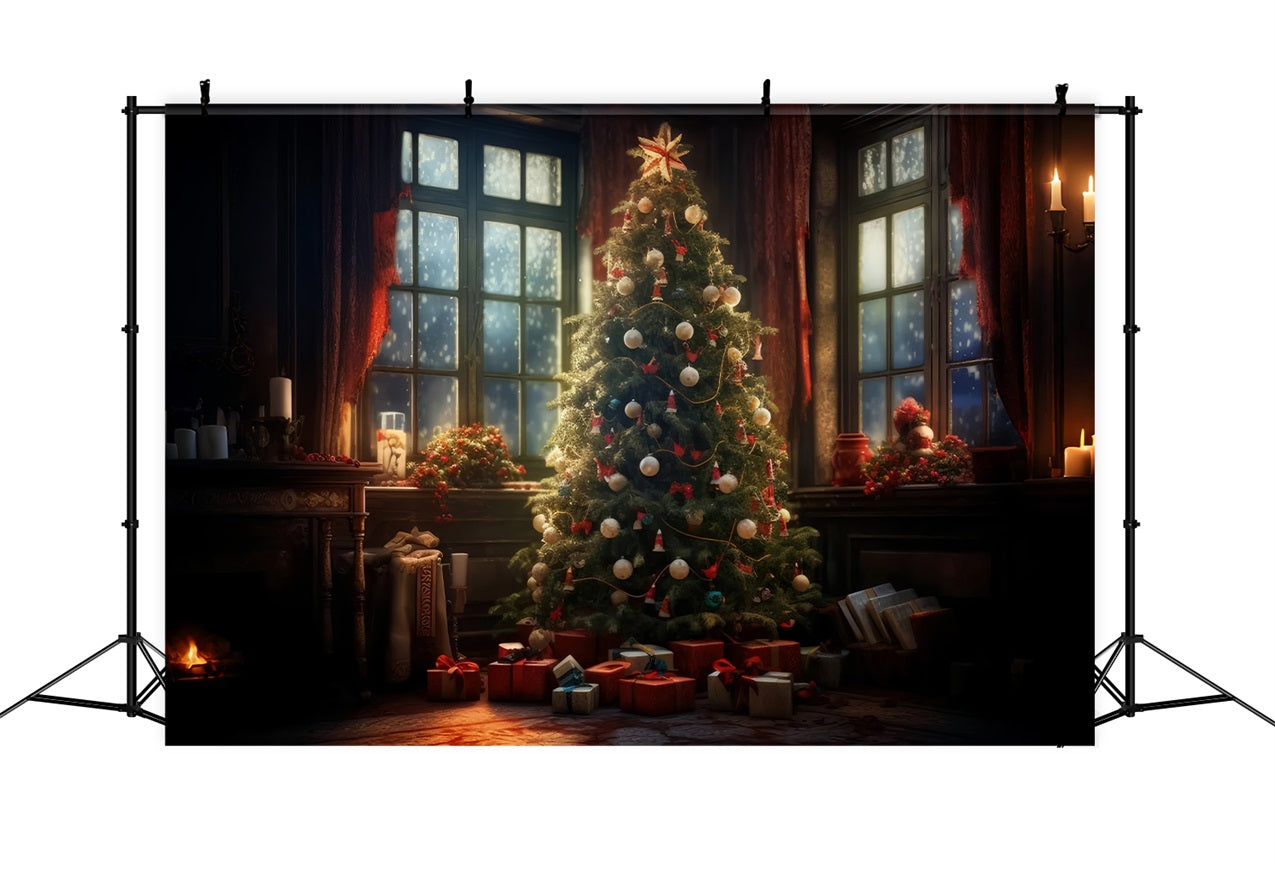 Foto-Weihnachtshintergrund Kerzenlicht Zimmer Baum Hintergrund BRP10-157