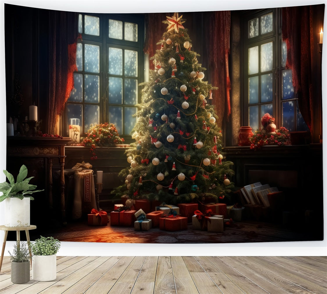 Foto-Weihnachtshintergrund Kerzenlicht Zimmer Baum Hintergrund BRP10-157