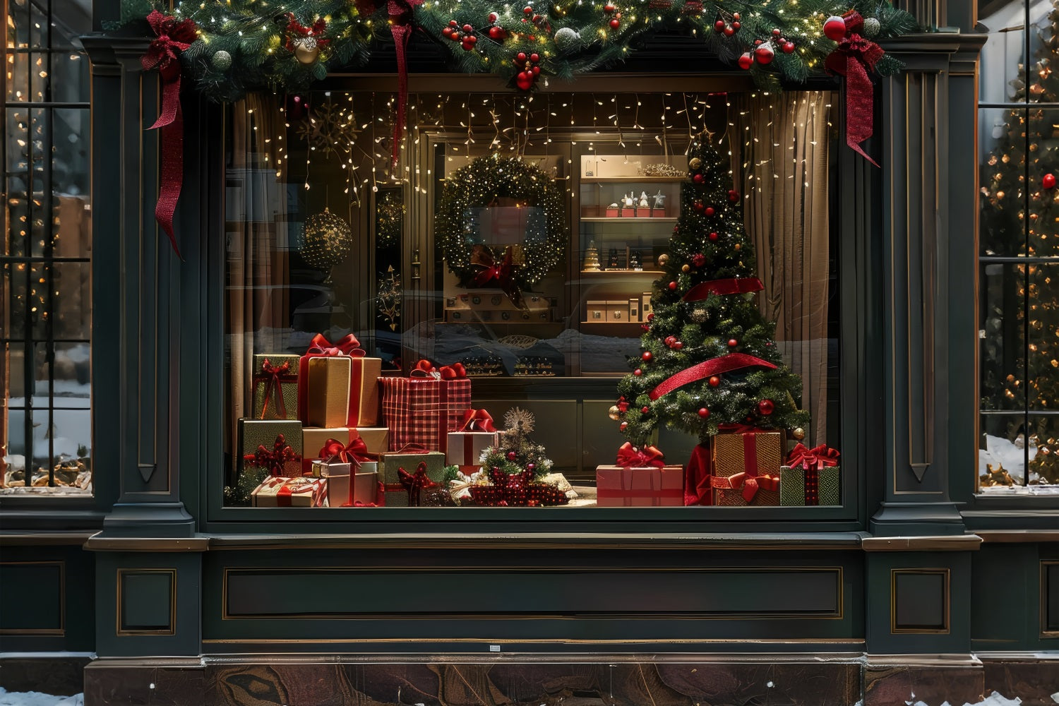 Weihnachten Hintergrund Fenster Display Dekorationen Hintergrund BRP10-161