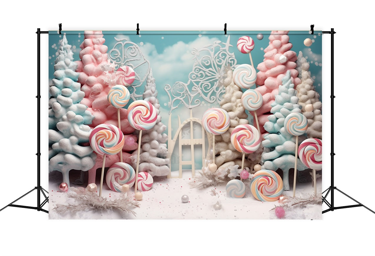 Winter Candy Wonderland Frosted Lollipop Trees Backdrop BRP10-18