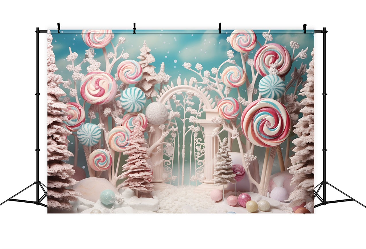 Wintermärchen Candy Forest Bunte Lutscher Hintergrund BRP10-19