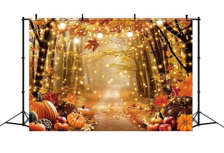 Herbst Wald Hintergrund Kürbisse Blätter Beleuchtete Kulisse BRP10-261