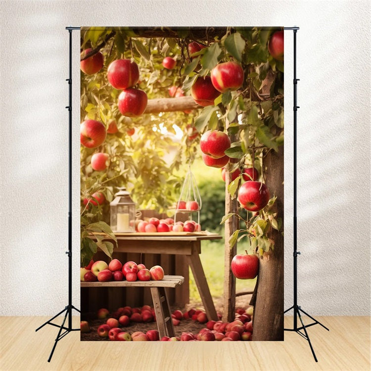 Herbst Ernte Hintergrund Obstgarten Äpfel Szene Hintergrund BRP10-267