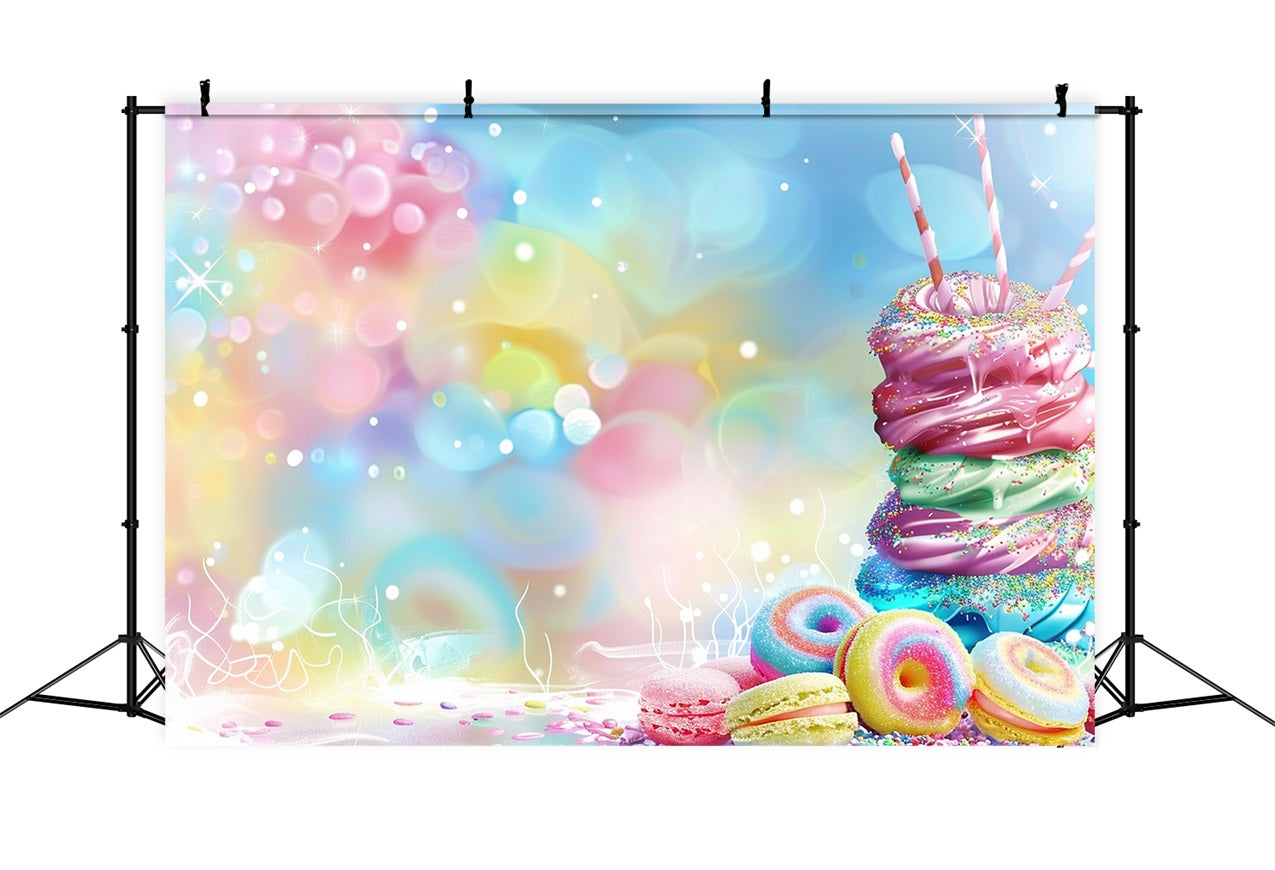 Geburtstag Hintergrund Sugary Donut Macarons Hintergrund BRP10-391