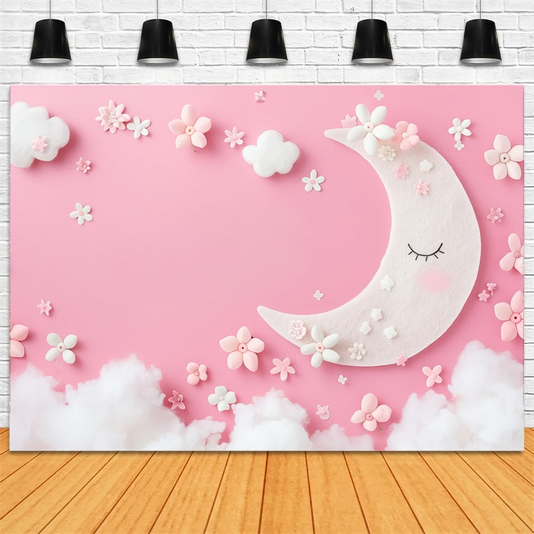 Geburtstag Hintergrund Wolken Rosa Mond Fantasy Hintergrund BRP10-392