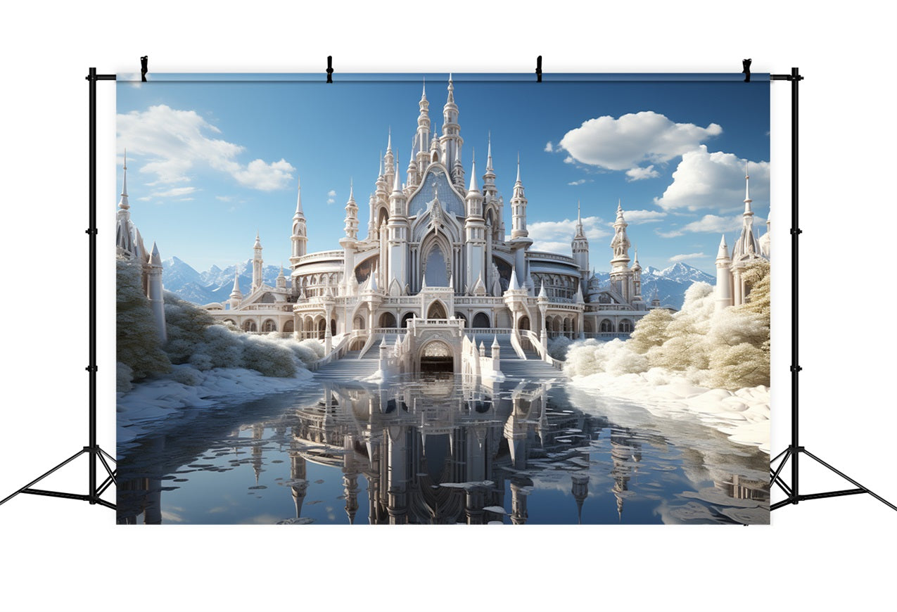 Winter Grand White Castle Eisige Reflektionen Hintergrund BRP10-40