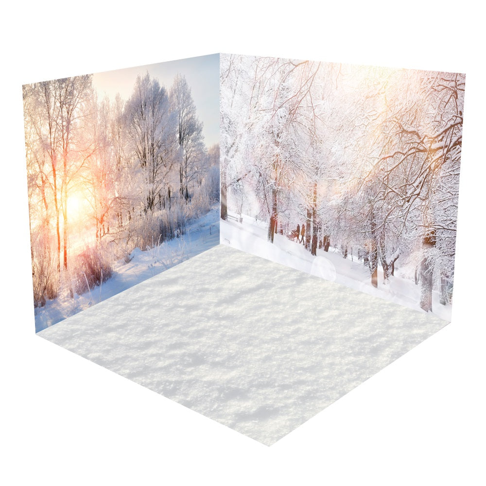 Winter Wonderland Sunlit Forest Backdrop Room Set BRP10-413