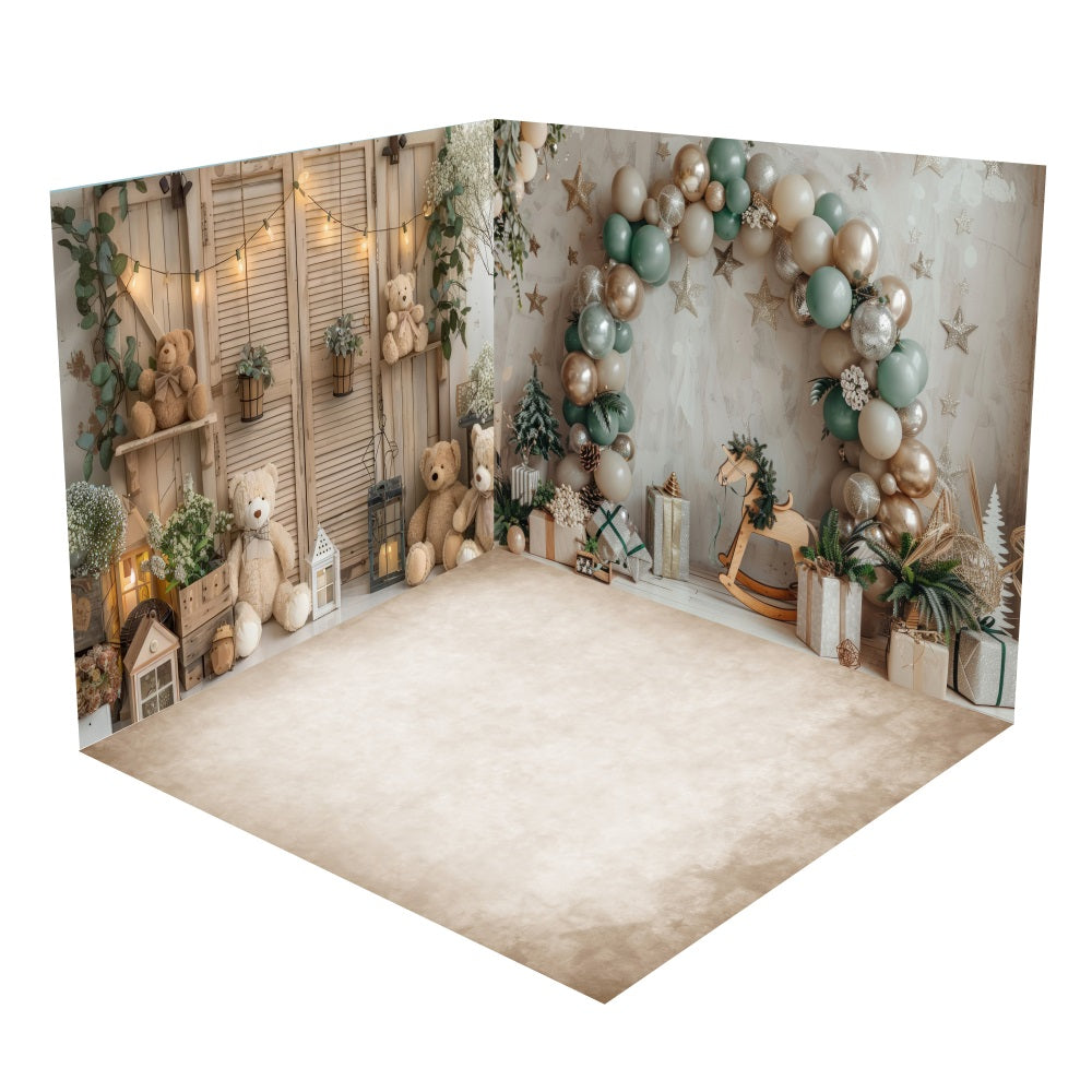 Boho Teddybär Ballonbogen Backdrop Raumset BRP10-417