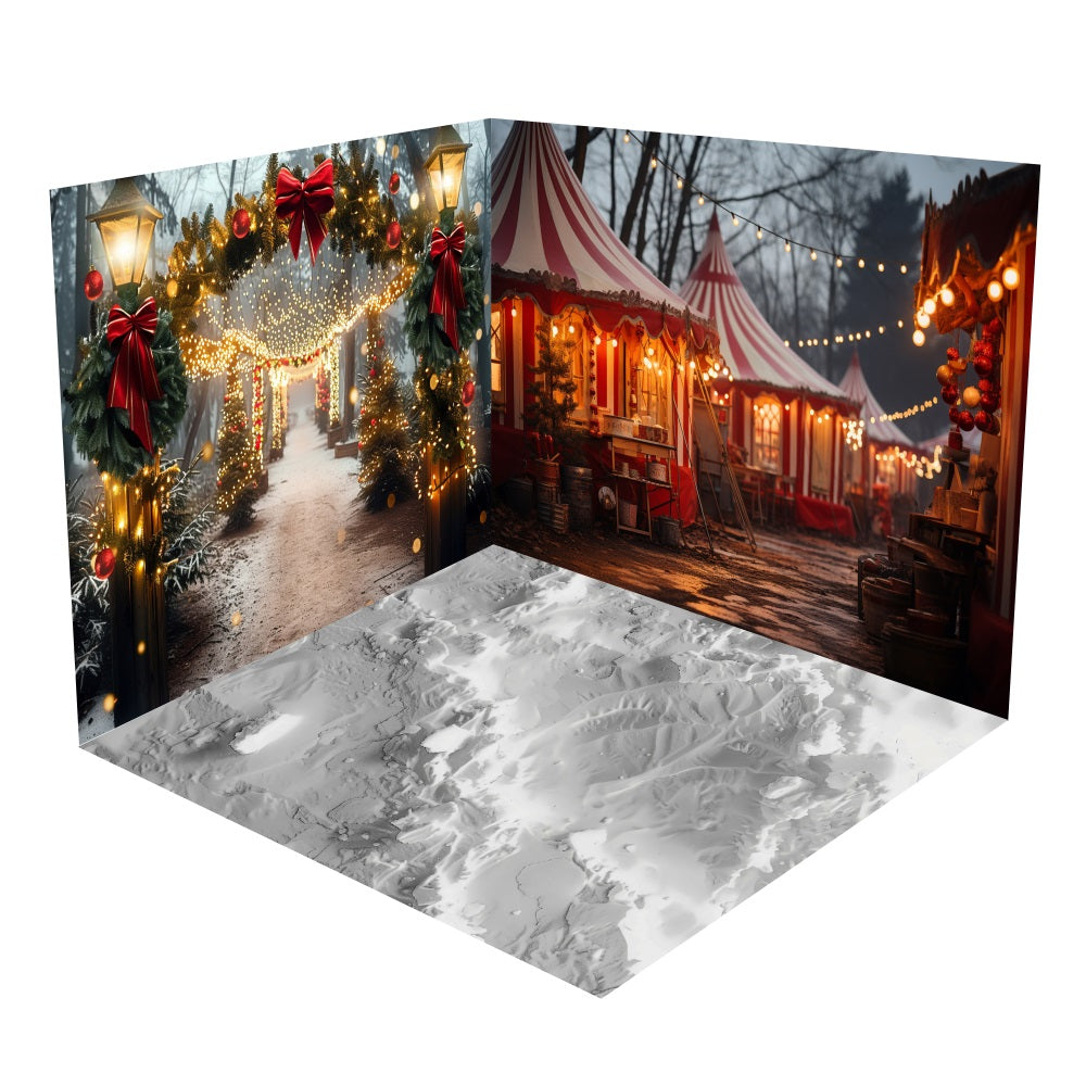 Weihnachtsmarkt Festival Path Lights Backdrop Room Set BRP10-437