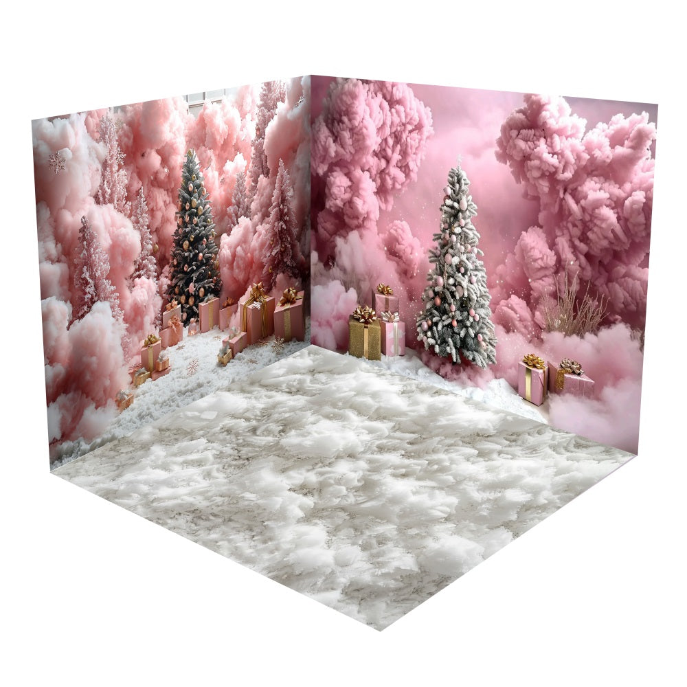 Weihnachten Pink Cloudy Trees Geschenk Hintergrundkulisse Raum Set BRP10-440